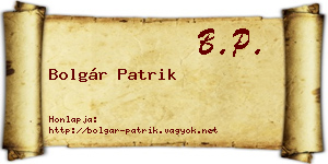 Bolgár Patrik névjegykártya
