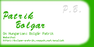 patrik bolgar business card